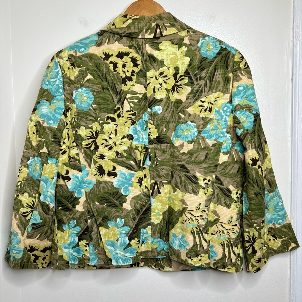 Ann Taylor LOFT Floral Botanical Print Blazer Jacket Size 12 Vibrant Tropical - Picture 5 of 13
